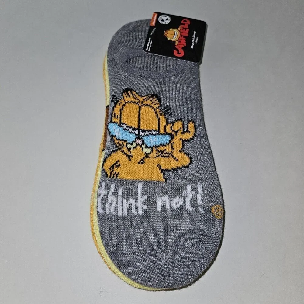 NEW 3 Pairs Garfield Stay Put Liner Socks Women's Shoe Size 4-10 Lot Odie